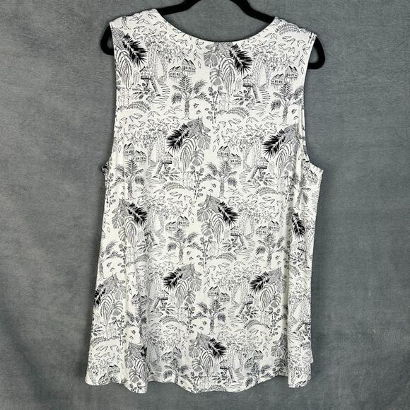 J Jill Wearever Collection Top Womens 2X White Tropical Print Sleeveless Stretch - Picture 5 of 12